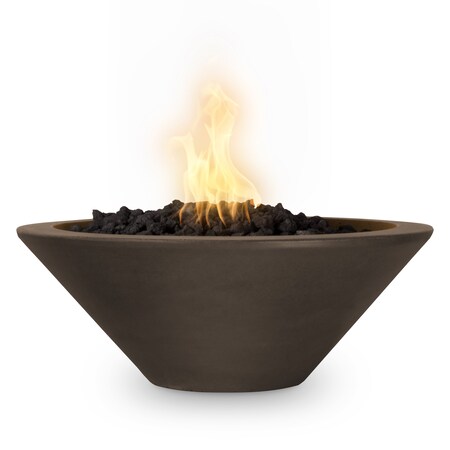 The Outdoor Plus 31 Round Cazo Fire Bowl - GFRC Concrete - Chocolate - Match Lit - Natural Gas OPT-31RFO-CHC-NG